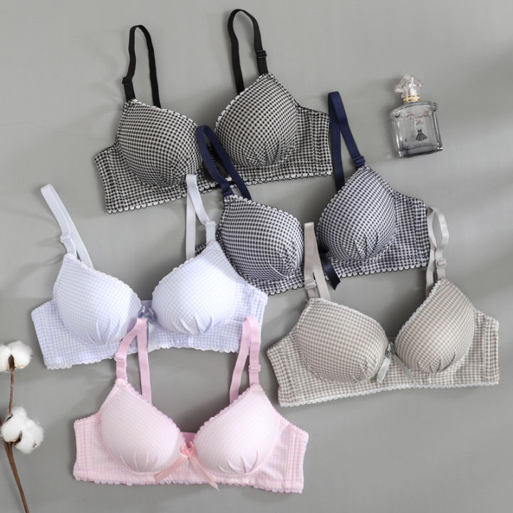 Japanese%20Underwear%20Female%20Small%20Breasts%20Gathered%20Thin%20Section%20Underwear%20Comfortable%20Breathable%20Girls%20Plaid%20Bra%20-%20Image%206