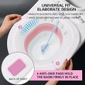 Sitz Bath, Sitz Bath for Hemorrhoids, Sitz Bath for Toilet Seat, Postpartum Care, Sits Bath Kit for Women, Collapsible, Flusher Hose, Drain Holes, Wider Seating Area, Deeper Bowl.