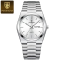POEDAGAR 930 Men's Luxury Stainless Steel Quartz Watch – Luminous Dial with Date & Day Display. 