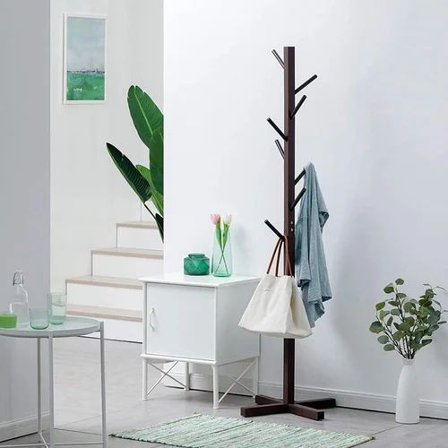 Exquisite Wood Tree Coat Rack Simple Floor Stand Hooks Shelf