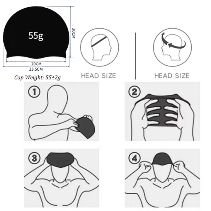 55g%20Silicone%20Swimming%20Cap%20Men%20Women%20Swim%20Pool%20Water%20Sport%20Diving%20Bathing%20Long%20Hair%20Waterproof%20Large%20Size%20Caps%20Hat%20for%20Adults%20New%20-%20Image%206