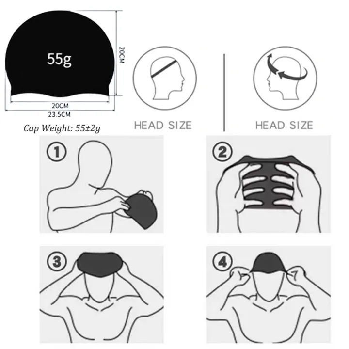 55g%20Silicone%20Swimming%20Cap%20Men%20Women%20Swim%20Pool%20Water%20Sport%20Diving%20Bathing%20Long%20Hair%20Waterproof%20Large%20Size%20Caps%20Hat%20for%20Adults%20New%20-%20Image%206