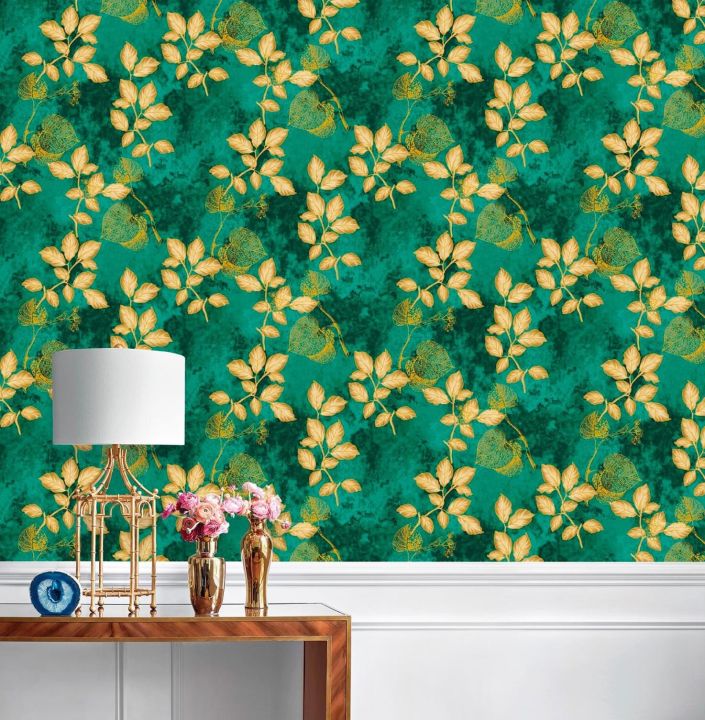 Wallpaper (Leaf Design Luxurious Pvc Cotted Wallpaper) | Daraz.com.np