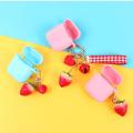 1PC Strawberry Red Heart Keychain Keyring for Women Girl Jewelry Simulated Fruit Cute Car Key Holder Keyring bag decoration. 