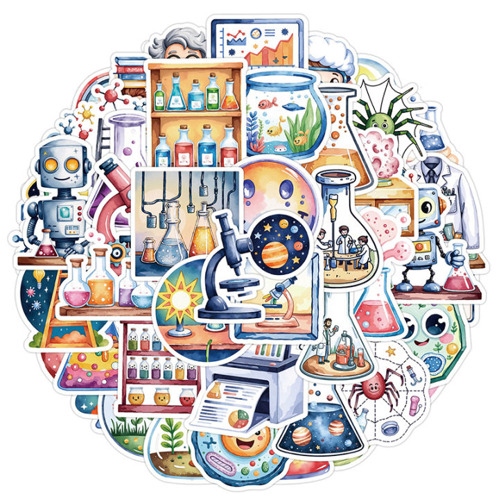 Science Mini Stickers 50PCS Natural Sciences Stickers Pack Chemistry, Biology, Physics ...