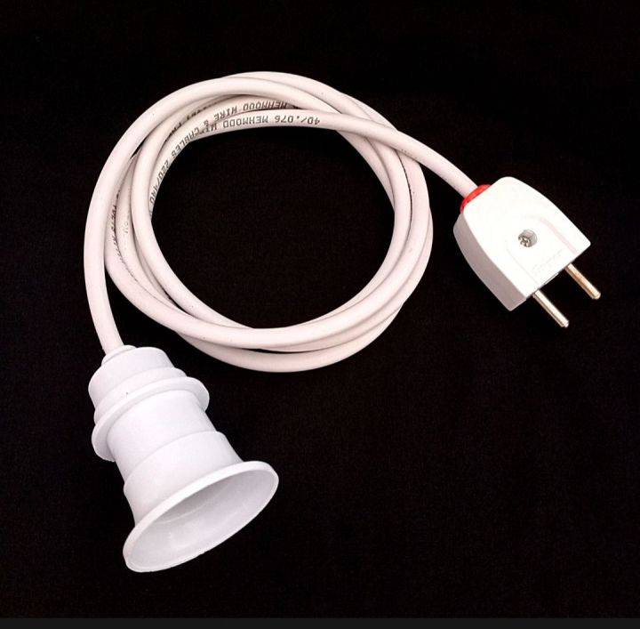 Light Bulb Holder Extension E27 Screw Type With Male Plug, 40/76 China Copper Wire Screw/Pin Light AC/DC LED Light Bulb Extension Cable