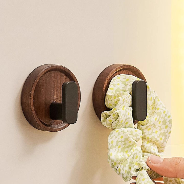 Walnut%20Wood%20Wall%20Hook%20Punch-free%20Bathroom%20Robe%20Coat%20Towels%20Key%20Hanger%20Holder%20Hanging%20Hook%20Kitchen%20Organizer%20Hardware%20Accessories%20-%20Image%204