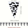 Cow Triangle Flag, Cow Bunting Banner Birthday Party Supplies Farm Animal Theme Party Western Cowboy Party Theme Decoration. 
