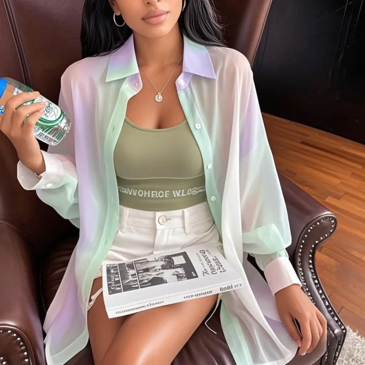 See-through%20Irregular%20Gradient%20Rainbow%20Long%20Sleeved%20Shirt%20And%20Blouses%20Thin%20For%20Women%20Clothes%20Loose%20Top%20Pink%20Casual%20Fashion%20Trend%20-%20Image%204