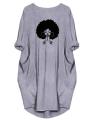 Plus Size Women Short Sleeve O-Neck Loose Casual Dresses.