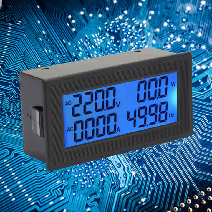 Aqxreight YB5140DM – Digitales AC-Multifunktionsmessgerät 0–20 A, 60–500 V, LCD Mit 6 Parametern, Blauer Hintergrundbeleuchtung, Einstellbare Helligkeit