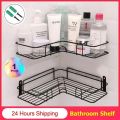 Bathroom Kitchen Punch Corner Frame Shower Shelf Wrought Iron Shampoo Storage Rack. 