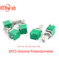 New 5PCS Volume Potentiometer Industrial Switches 5Pin 5K 10K 20K 50K 100K Switch Audio Shaft 15mm Amplifier Sealing RK097G. 