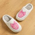 Fashion Cute Pretty Bow Women Slippers Indoor Winter Soft Sole Exquisite Warm Graceful Causal Dormitory Comfy Flat Cotton Shoes.