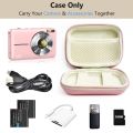 Digital Camera Case for CAMKORY, Small Travel Compact Camera Holder with Mesh Pocket for Accessories SD Card (Pink). 