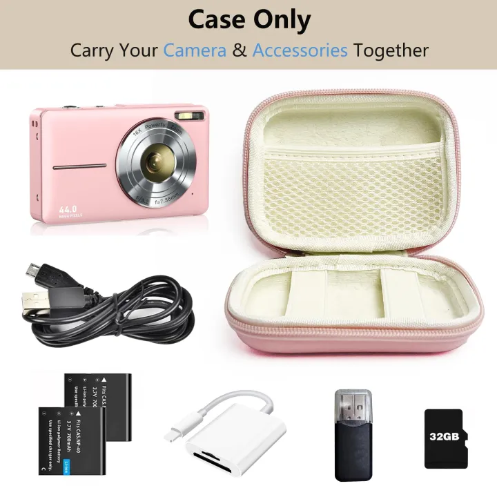 Digital%20Camera%20Case%20for%20CAMKORY,%20Small%20Travel%20Compact%20Camera%20Holder%20with%20Mesh%20Pocket%20for%20Accessories%20SD%20Card%20(Pink)%20-%20Image%202