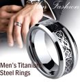 Elegant Men Titanium Steel Dragon-Inspired Design Ring - High-Quality Fashion Jewelry. 