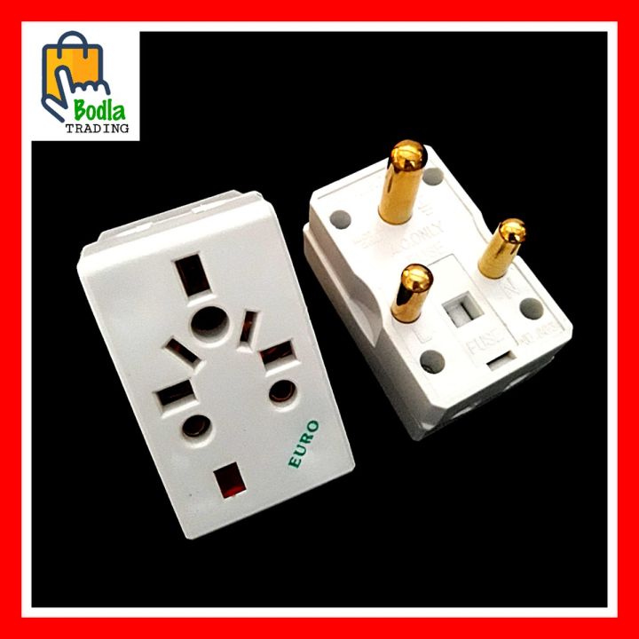 Multi Power 3 Pin Plug Socket Multi Plug Fuse Built In - High Quality