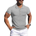 New Summer Polo Men Solid Stripe Fitness Elasticity Short Sleeve Polo Shirts for Men Fashion Stand Collar Mens Shirts. 