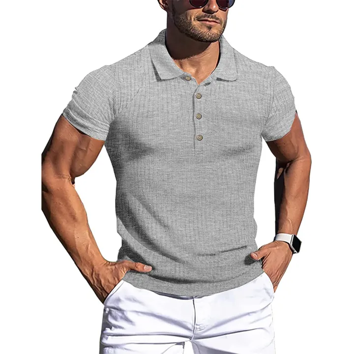 New%20Summer%20Polo%20Men%20Solid%20Stripe%20Fitness%20Elasticity%20Short%20Sleeve%20Polo%20Shirts%20for%20Men%20Fashion%20Stand%20Collar%20Mens%20Shirts%20-%20Image%203
