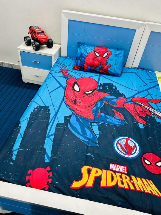 Kids Printed Bedsheets(stitched) | Spider-Man D4 Bedsheet | Cartoon ...