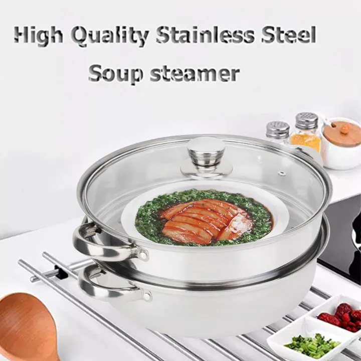 Stainless%20Steel%20Cookware%2027cm/11in%202-Layer%20Steamer%20Pot%20Cooker%20Double%20Boiler%20Soup%20Steaming%20Pot%20Kitchenware%20Kitchen%20Supplies%20-%20Image%204