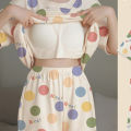 Pajamas Female Short-Sleeved Set of Sweet with Chest Cushion Korean Version of the Cartoon Students Casual Home Wear Loose Large. 