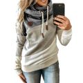 2024 European and American Fashion New Autumn and Winter Patchwork Hooded Fleece Loose Sweatshirt. 