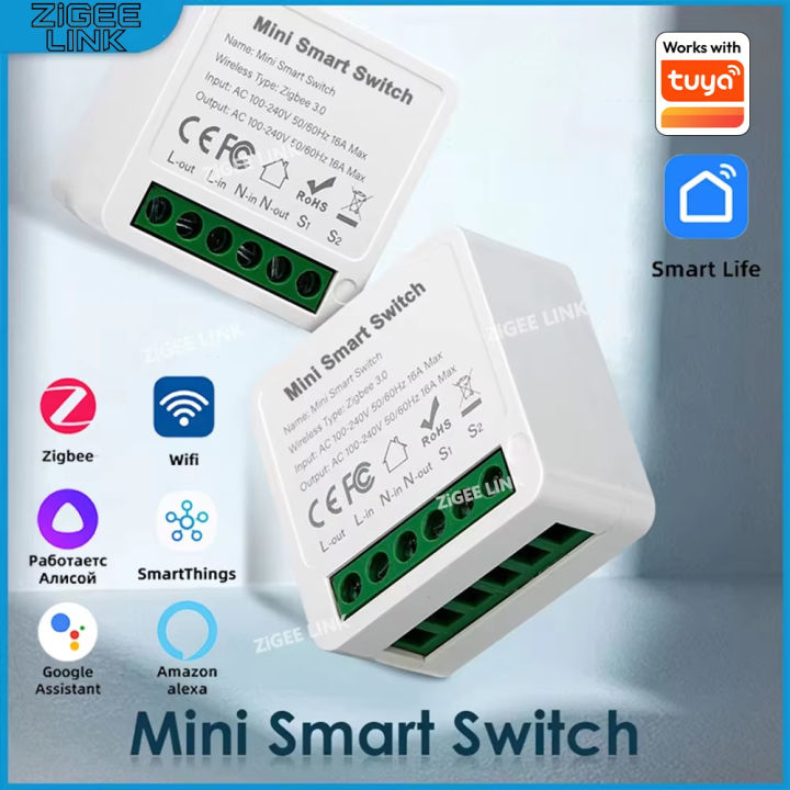 ZigBee/WiFi Smart Light Switch 16A/20A Smart Home Automation DIY MINI Breaker Supports 2 Way Work With Tuya Alexa  Home lightify