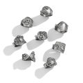 Ingemark 8Pcs Vintage Silver Color Adjustable Open Rings for Women Goth Carved Flower Metal Rings Engagement Wed Jewelry . 