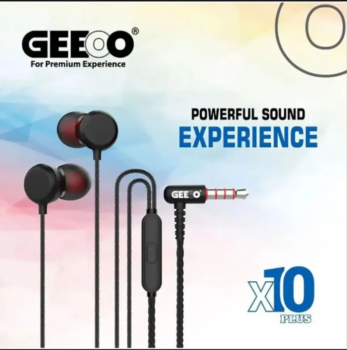 Geeoo Powerful Sound   X10  In-Ear Earphone with Microphone In Black -Enjoy Crisp And Clear Audio With