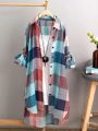 Women's Plaid Cotton Shirt Chic Women Blouse Elegant and Youth Women Blouses New in External Clothes Korean Style Female Clothes. 