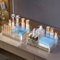 Glacier-print Desktop Makeup Organizer with Legs Clear Lipstick Split Vanity Storage PET Organizer Makeup Organizer Box. 