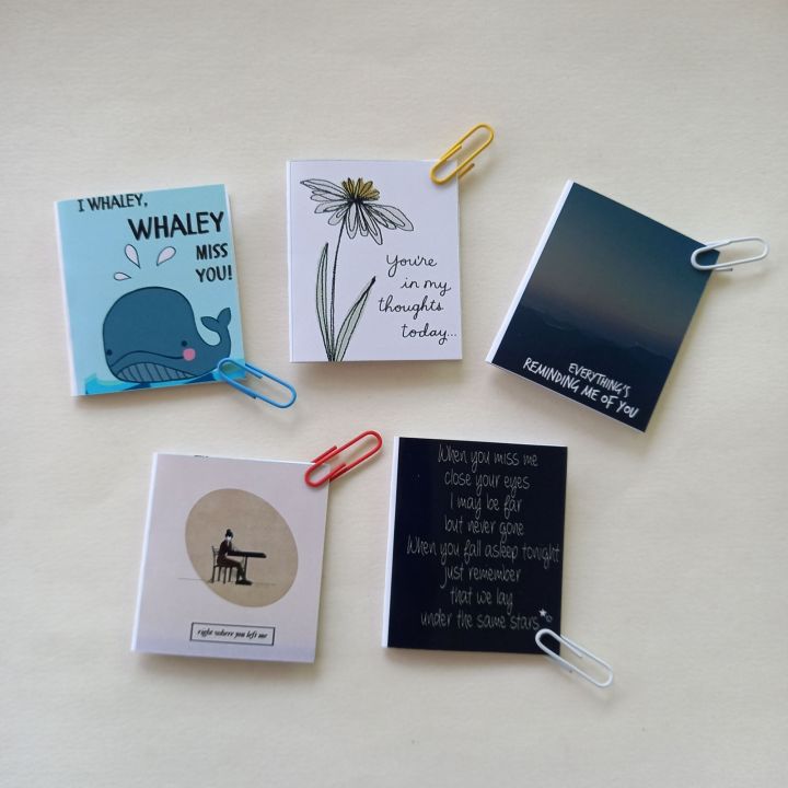 Miss you (a)  mini cards - Pack of 5 (5 x 5) cm