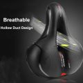 active zone Bike saddle Seat, Replacement Wide Saddle Bicycle with Waterproof Memory Foam Padded Leather, Reflective Strip Seat Cushion and Dual Shock Absorbing Rubber Balls, Universal Fit Bike Saddle for Exercise & Outdoor Bicycles. 