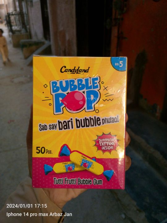 Candyland%20Original%20Bubble%20Pop%20(Pack%20Of%2050%20Pieces)%20/Tutti%20Frutti%20Bubble%20Gum%20/%20Sub%20Se%20Bhri%20Bubble%20Phulao%20/%20Surprised%20Tatto%20Inside%20/%20Long%20Time%20Chewable%20Flavoured%20Bubble%20Gum%20/%20With%20Affordable%20Price%20-%20Image%202