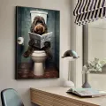 Funny Animal Highland Cow Monkey Dog Raccoon On The Toil Poster HD Posters Home Room Bar Cafe Decor Art Wall Painting Picture. 