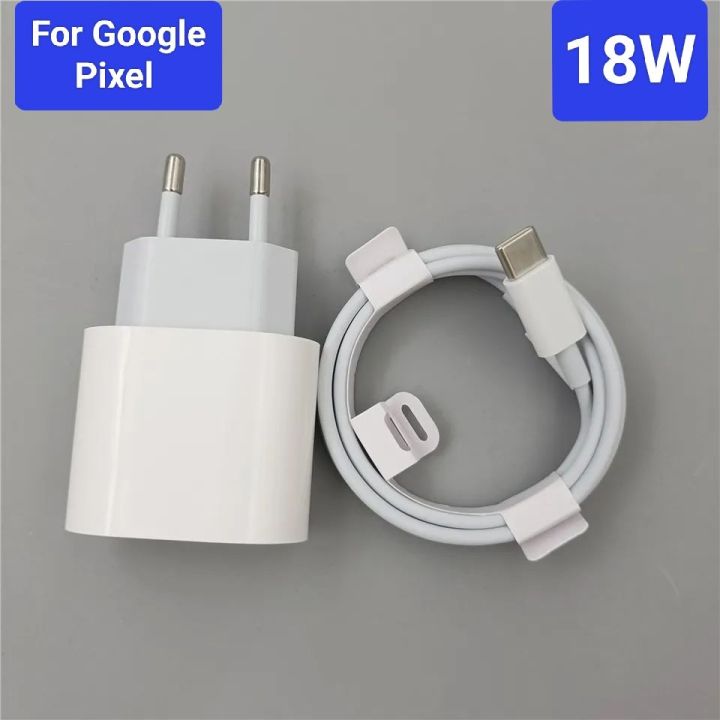 Google Pixel 18W PD USB C Power Adapter Fast Charger EU/US Wall Charge Travel Adapter 100CM Usb C To Type C Cable For Google Pixel 5 6 7 Pro 2 3 4 4A 5A 6A
