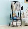 Multifunction Clothes Triangle Coat Rack Removable Bedroom Rack With Wheels. 