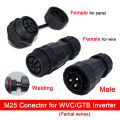 M25 Connector Male Female Wire or Panel Mount 3Pin Welding Power Plug Waterproof for WVC600W-2800W Solar Grid Tie Micro Inverter. 