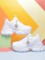 Women's platform increase 6CM white high heels outdoor four seasons fashion casual sports shoes summer platform sandals. 