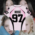 2026 New Y2K Korean Girl Group Concert T-Shirt RosÉ Letter Print Oversized Short Sleeved Fashion Casual Women's Sports Jersey. 