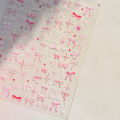 Thin and Tough Nails Sticker 3D Cute Pink Starry Sky Nail Art Stickers Long Bows Ribbon Self Adhesive Nail Decoration Decals DIY. 
