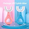 (Pack Of 2)High Quality Baby Tooth Brush Soft Teeth Brush For Kids Silicone Baby Brush. 360° U Shape Tooth Brush, Teeth Cleaning Brush, Children Teeth Brush, Teether. 