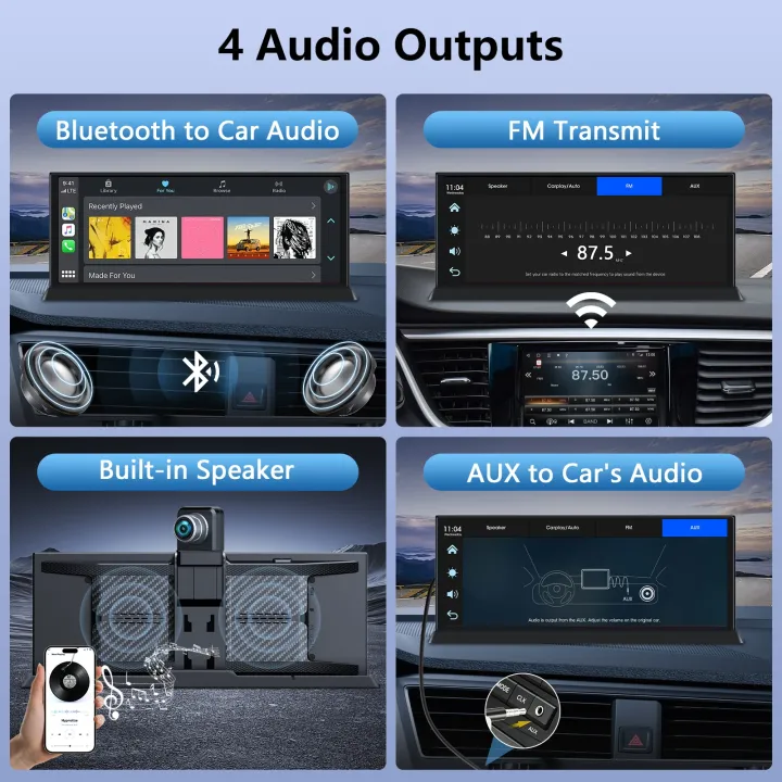 Portable%2011.3%20inch%20Car%20DVR%204K%20360%C2%B0%20Rotating%20Camera%20Wireless%20Carplay%20Android%20Auto%20Dash%20Cam%20Video%20Recorder%20Car%20Intelligent%20Screen%20-%20Image%206