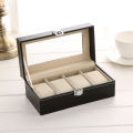 DELESYS 4 Positions PU Watch Box With Lock Household Items Storage Box For Watches Antiques Storage Box  4 Positions. 
