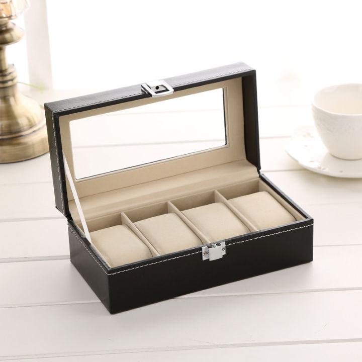 DELESYS%204%20Positions%20PU%20Watch%20Box%20With%20Lock%20Household%20Items%20Storage%20Box%20For%20Watches%20Antiques%20Storage%20Box%20%204%20Positions%20-%20Image%202