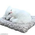 Plush Sleeping Cat Toy with Simulated Meow Sound, Gift Item for Kids, Car Dashboard, and Office Desk Decoration. 