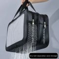 Dry-wet separation double transparent PU makeup bag portable washing bag cosmetic storage bag travel fitness swimming essentials. 