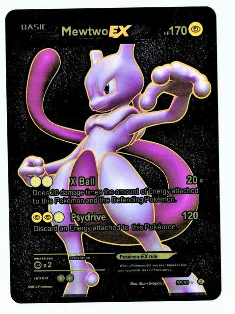 Mewtwo EX 98/99 Next Destinies Black Foil FanArt Pokemon Card HP 170